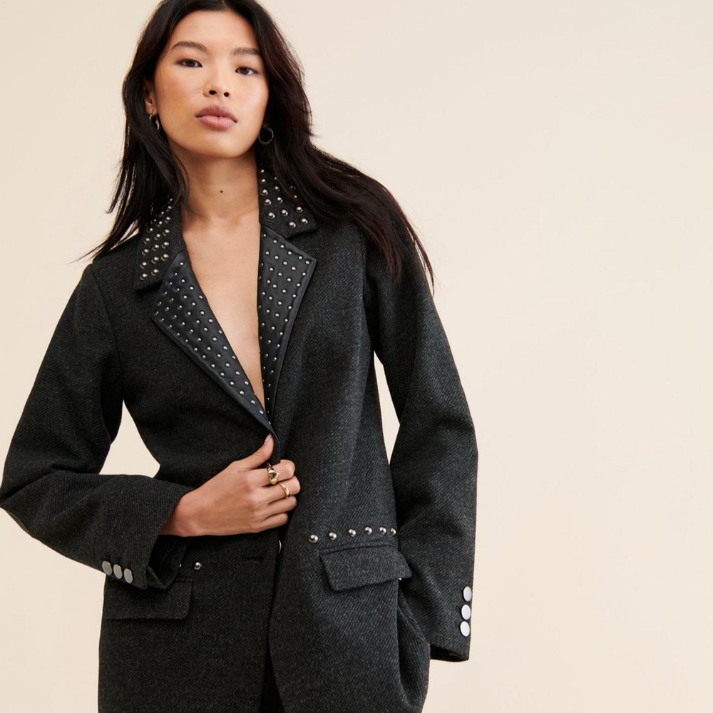 One teaspoon charcoal Studded Black Blazer